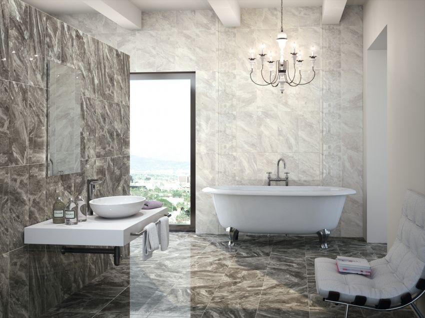 Grey Marble Effect Floor and Wall Tiles - Click to view