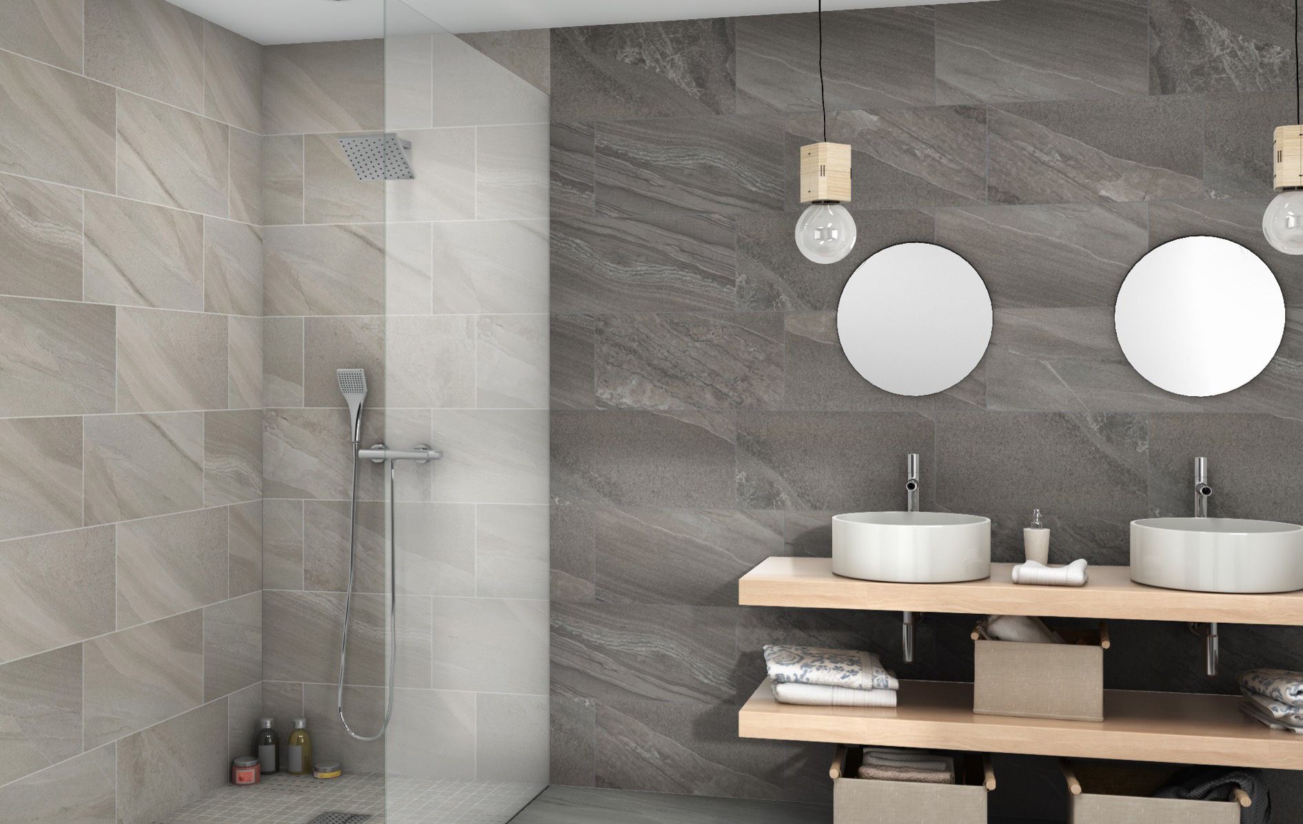 Grey Mixed Stone Effect Spanish Porcelain Tile - Click to view