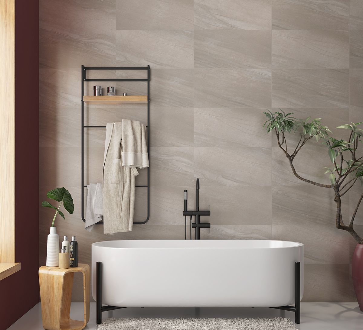 London Grey Stone Effect Porcelain Floor and Wall Tile - Click to view