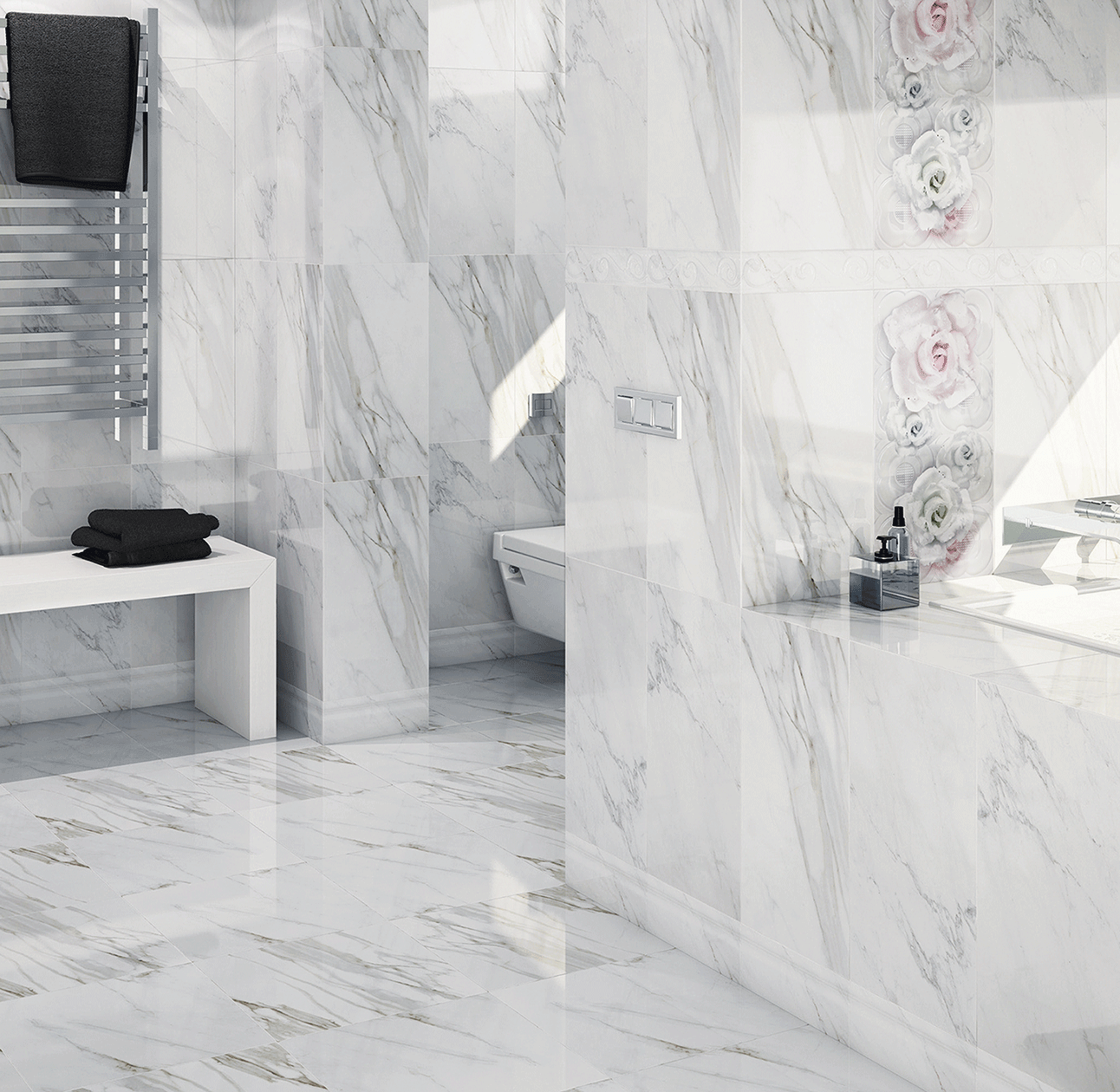 Marbella Carrara Marble Effect Tile - Click to view